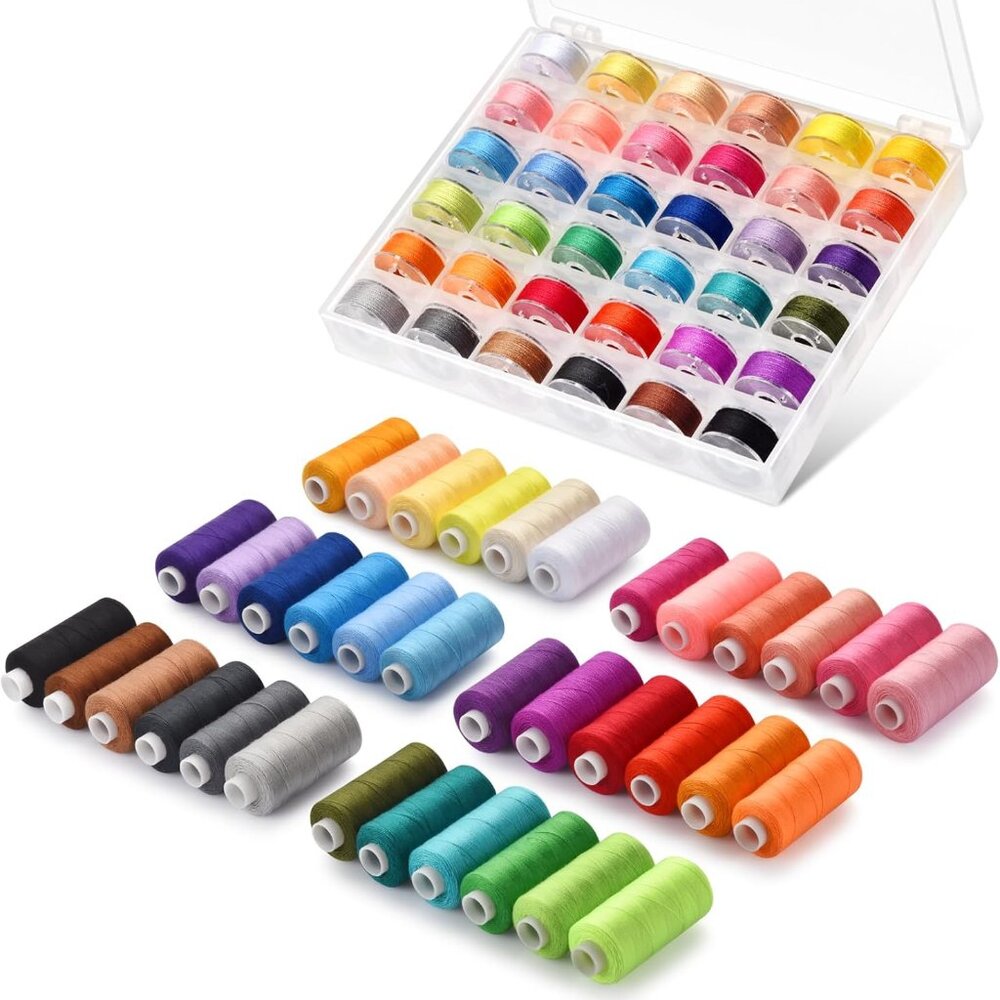 72pcs Sewing Thread kit, 36 Colors Sewing Machine Threads, Prewound Bobbins Sewi